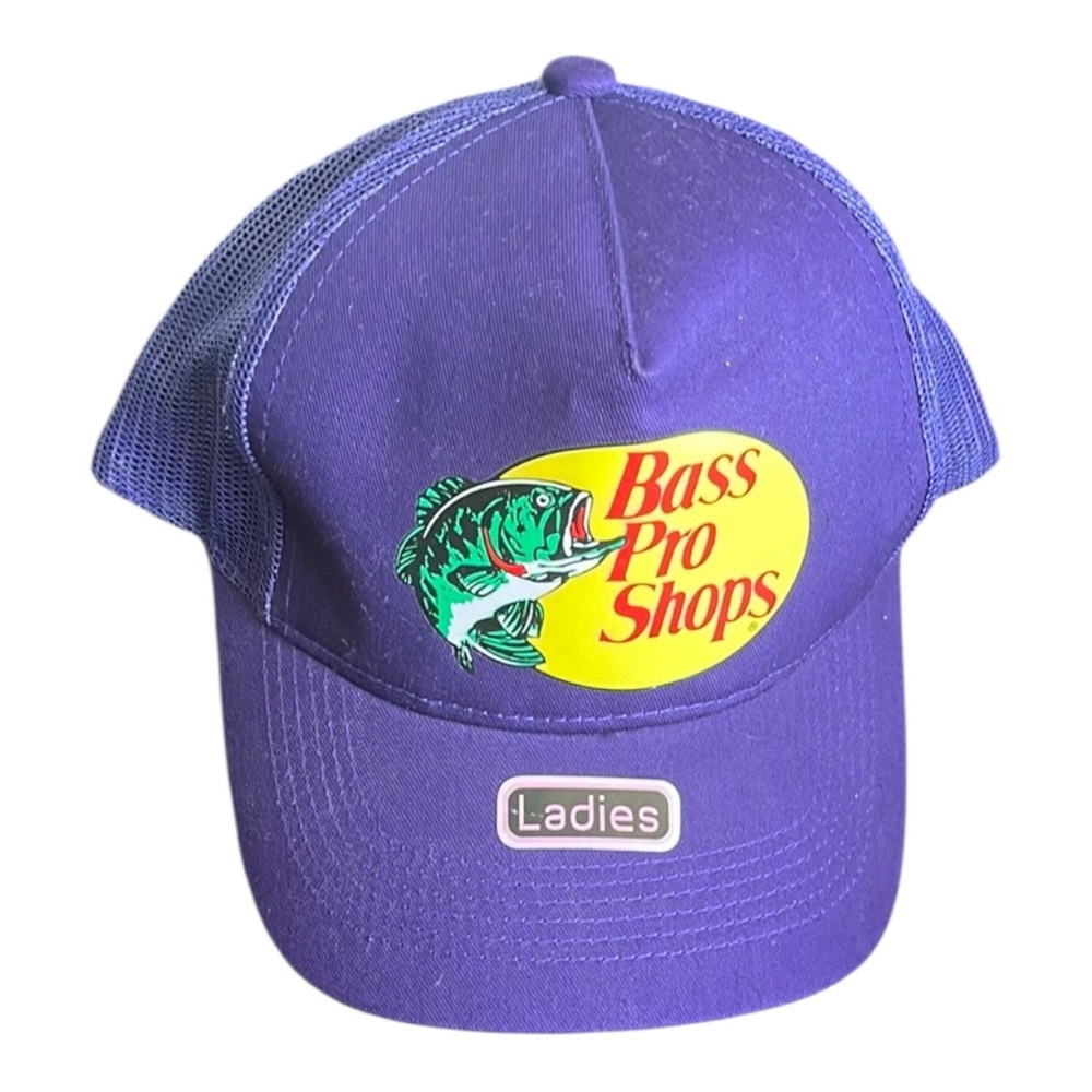 Bass Pro Shops Mesh Trucker Cap Purple Gone Fishing Leisure Streetwear Trendy